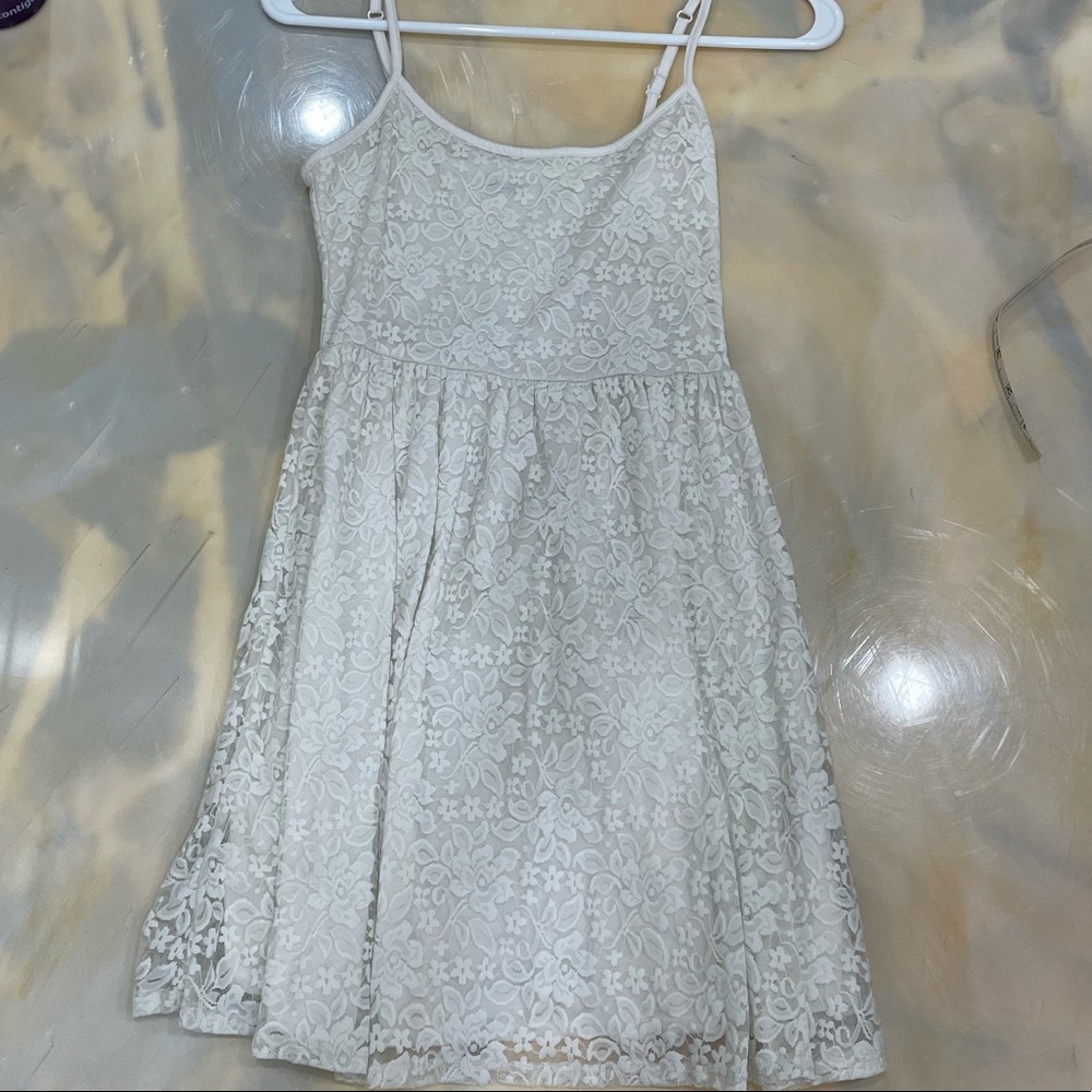 White dress with flower pattern